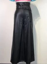 Wide Leg Pants with Metal Belt